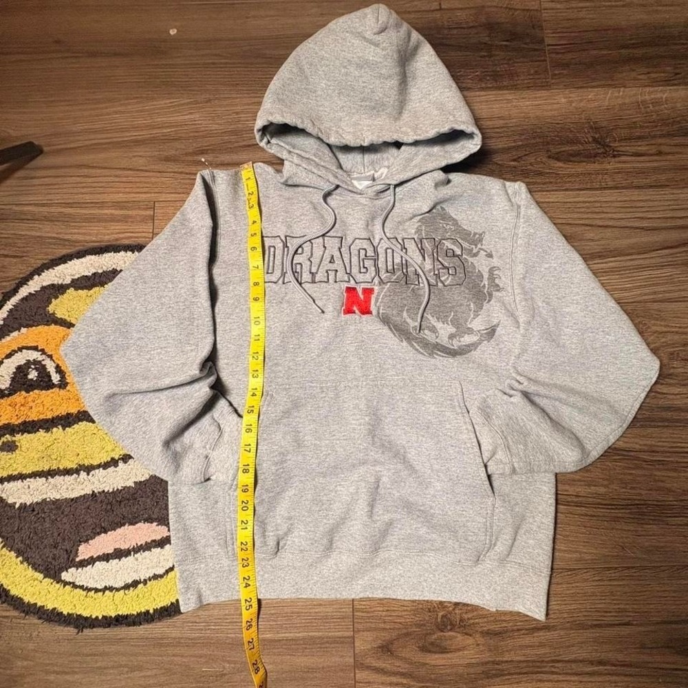 Y2K Grey Nebraska Huskers hoodie with embroidered logo  (0255)